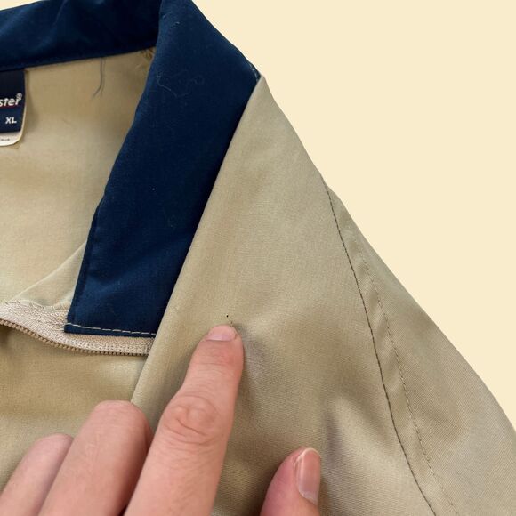 80s Texaco windbreaker jacket, XL vintage 1980s beige & blue oil and gas jacket - Picture 9 of 9